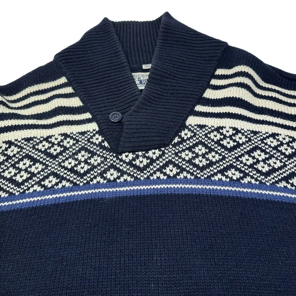 SCHOTT BROS Shawl Collar‎ Pullover Sweater Nordic Ski Wool Blend Fisherman 2XL